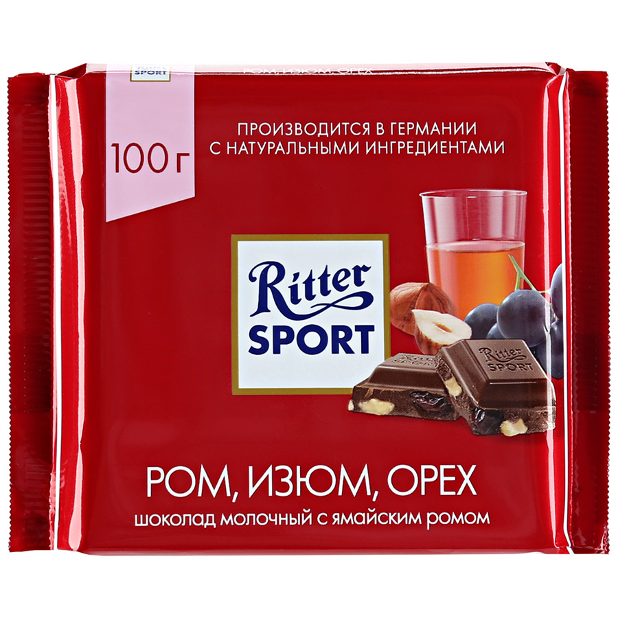 Шоколад Ritter Sport Ром Изюм орех 100г