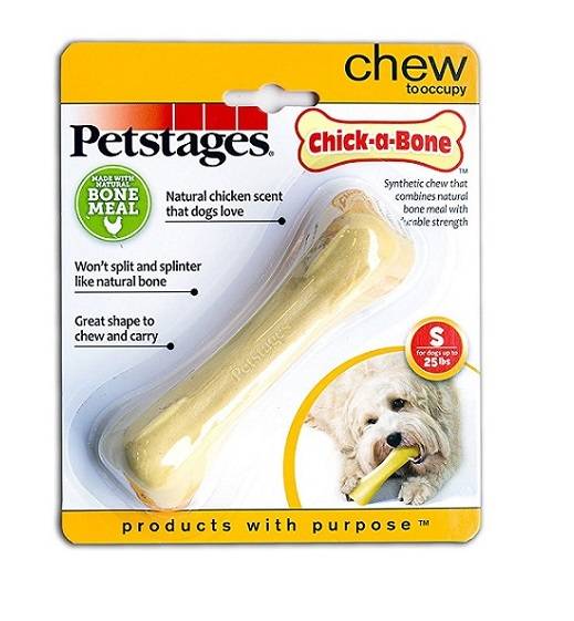 Petstages Игрушка для собак Petstages Chick-A-Bone косточка с ароматом курицы 11 см малая, 90 гр 